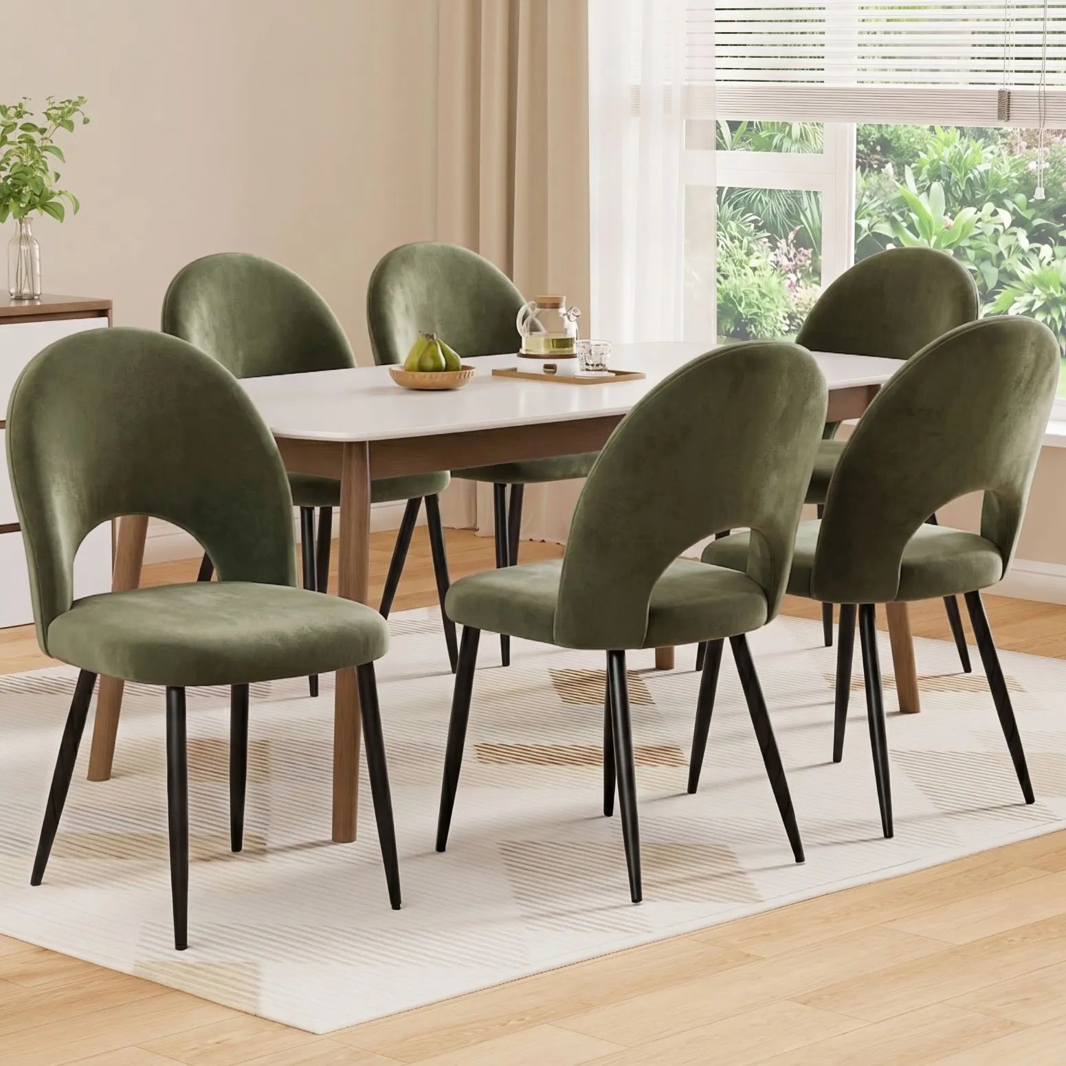 Artiss Dining Chairs Set of 6 Velvet Hollow Green - Image 9