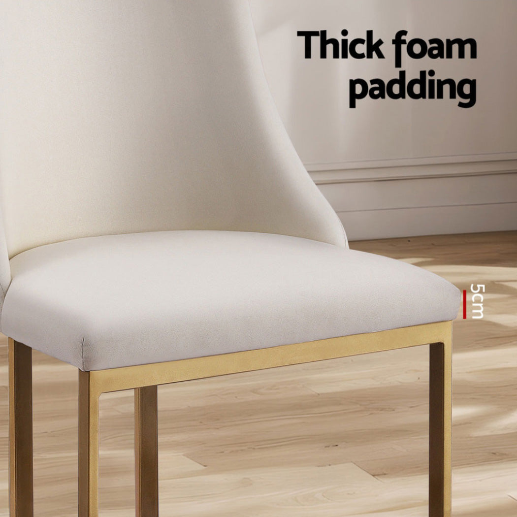 Artiss Dining Chairs Set of 4 Linen Fabric Frame Beige - Image 6