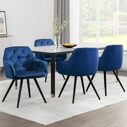 Artiss Dining Chairs Set of 4 Velvet Diamond Tufted Armchair Blue - Image 7