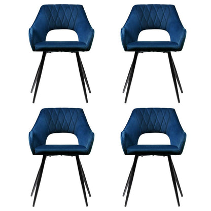 Artiss Dining Chairs Set of 4 Velvet Hollow Armchair Blue - Image 3