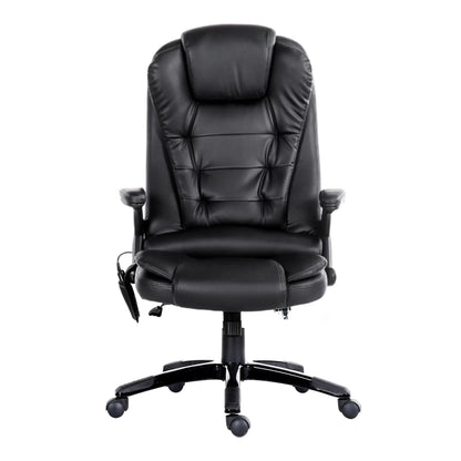 Artiss 8 Point Massage Office Chair Heated Seat Recliner PU Black - Image 3
