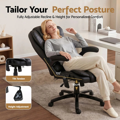 Artiss 8 Point Massage Office Chair Heated Seat Recliner PU Black - Image 5