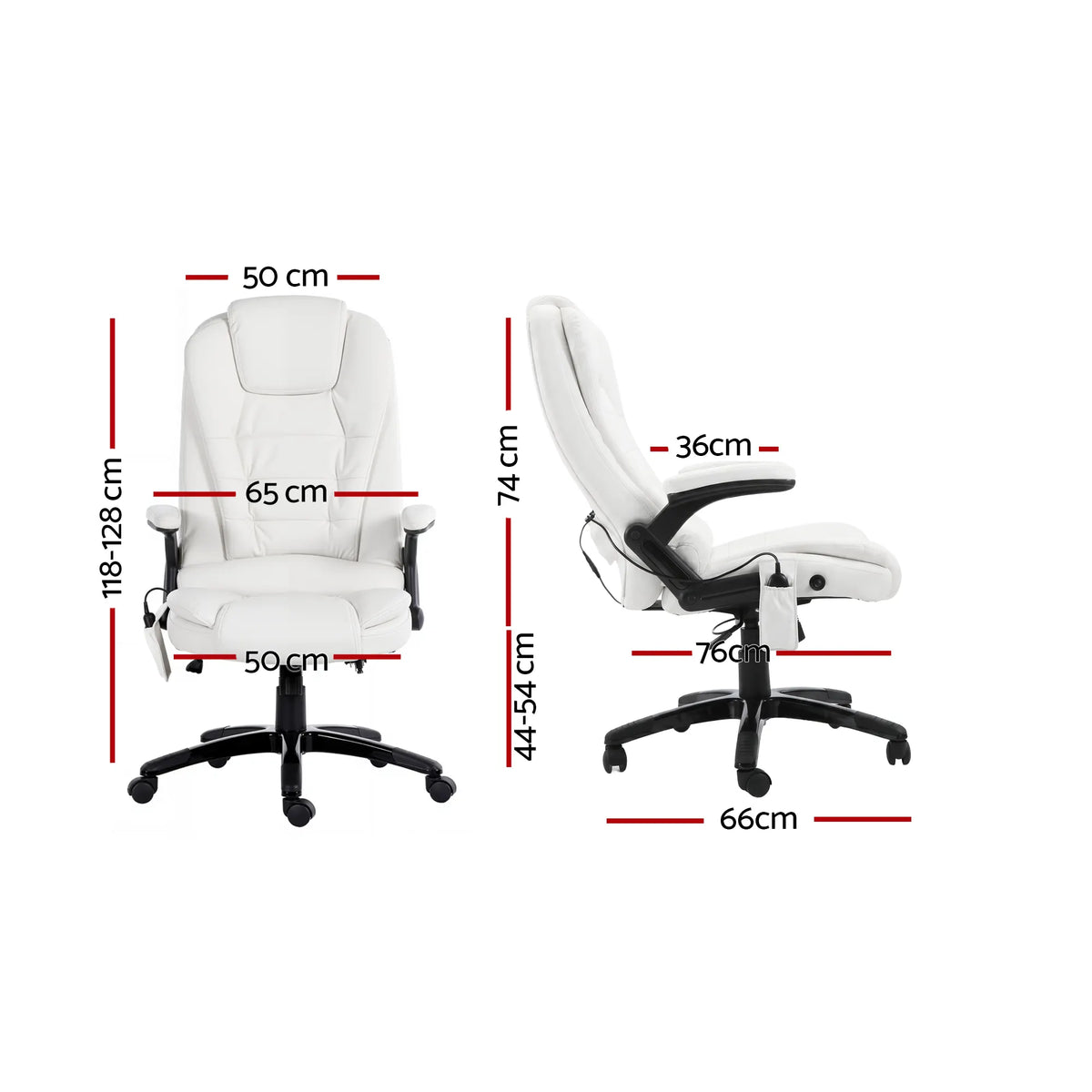 Artiss 8 Point Massage Office Chair Heated Seat Recliner PU White - Image 2