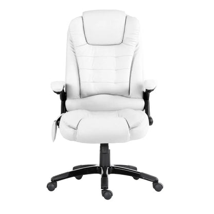 Artiss 8 Point Massage Office Chair Heated Seat Recliner PU White - Image 3