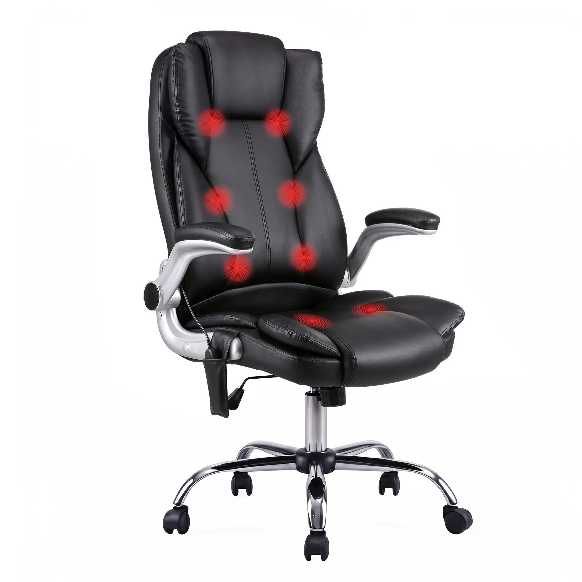 Artiss 8 Point Massage Office Chair PU Leather Black