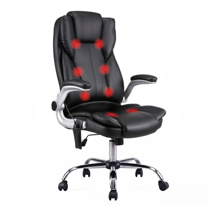 Artiss 8 Point Massage Office Chair PU Leather Black