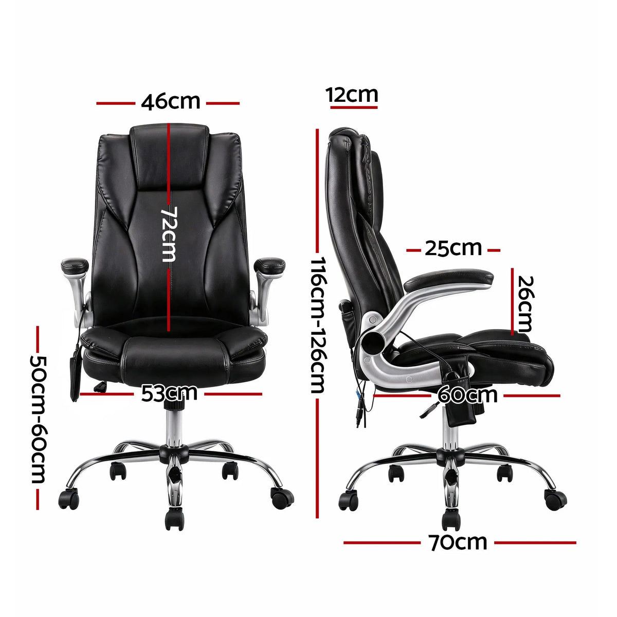 Artiss 8 Point Massage Office Chair PU Leather Black - Image 2