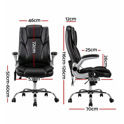 Artiss 8 Point Massage Office Chair PU Leather Black - Image 2