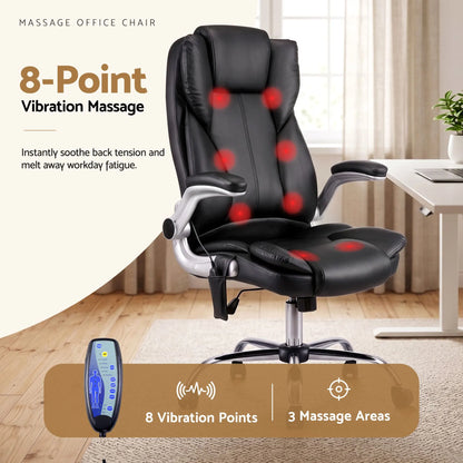 Artiss 8 Point Massage Office Chair PU Leather Black - Image 4