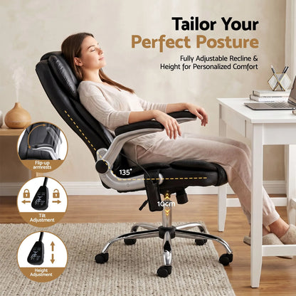 Artiss 8 Point Massage Office Chair PU Leather Black - Image 5