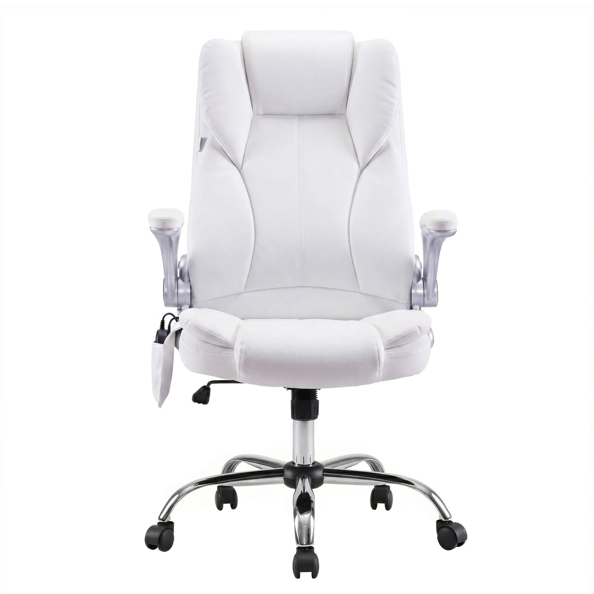 Artiss 8 Point Massage Office Chair PU Leather White - Image 3