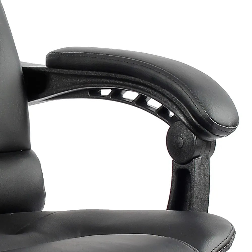 Artiss 8 Point Massage Office Chair PU Leather Footrest Black - Image 9