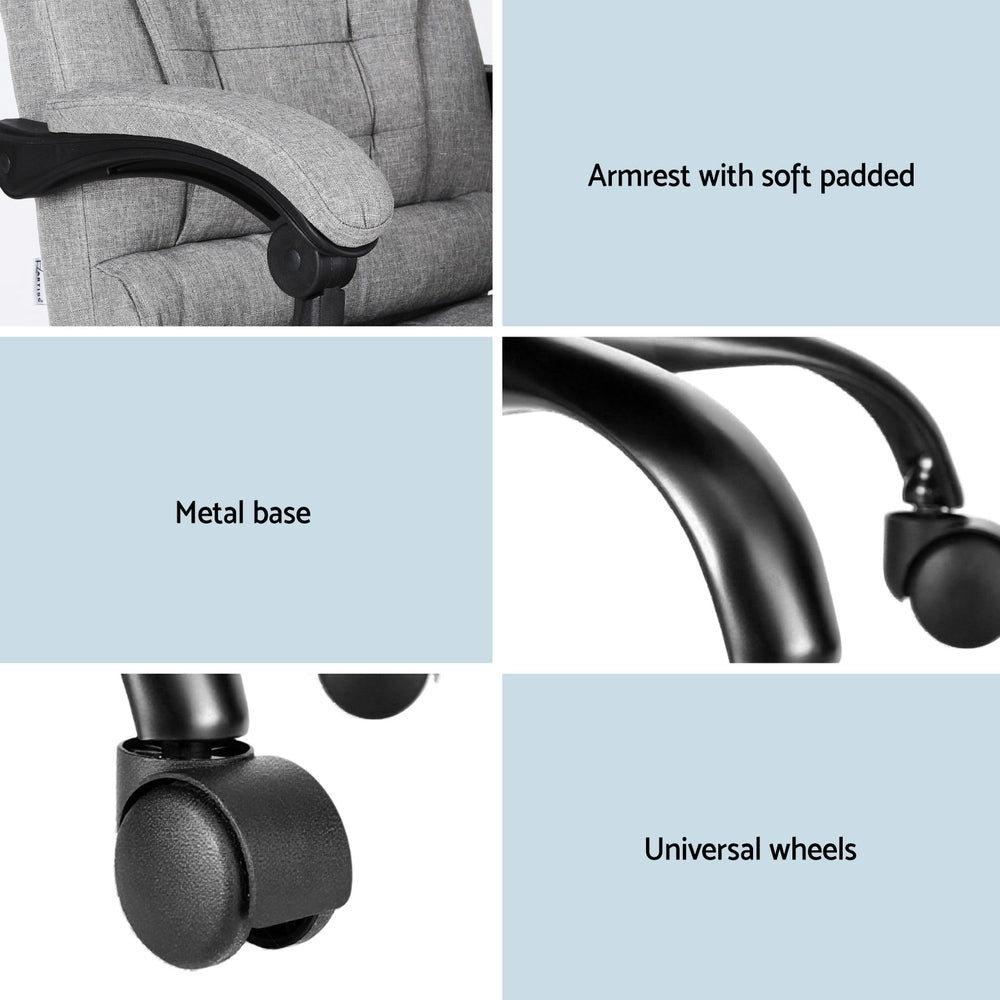 Artiss Executive Office Chair 4-Point Massage Adjustable Ergonomic Recline Back - Image 6