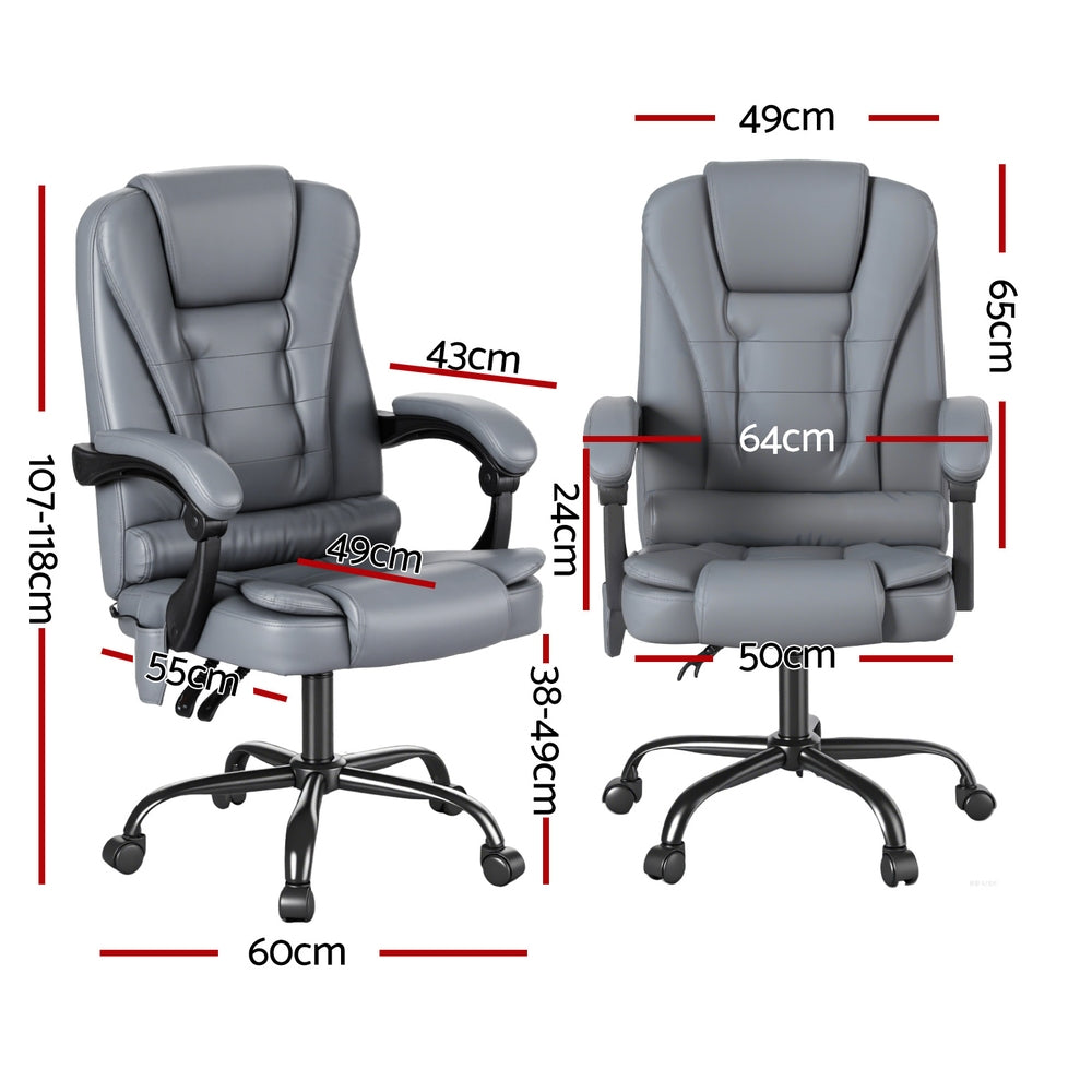 Artiss Executive Office Chair 4-Point Massage Adjustable Ergonomic Recline PU - Image 2