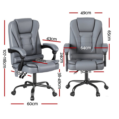 Artiss Executive Office Chair 4-Point Massage Adjustable Ergonomic Recline PU - Image 2