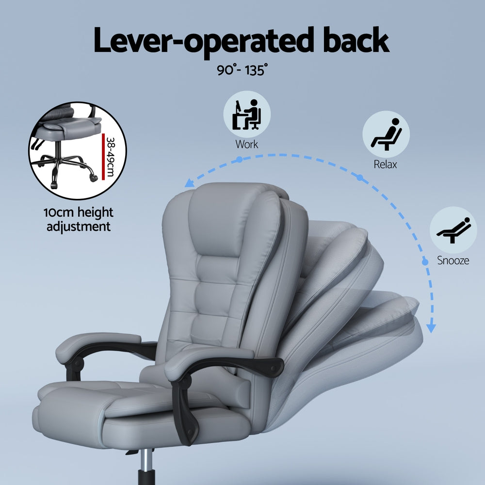 Artiss Executive Office Chair 4-Point Massage Adjustable Ergonomic Recline PU - Image 5