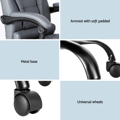 Artiss Executive Office Chair 4-Point Massage Adjustable Ergonomic Recline PU - Image 6