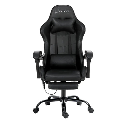 Artiss 6 Point Massage Gaming Office Chair Footrest Black - Image 3