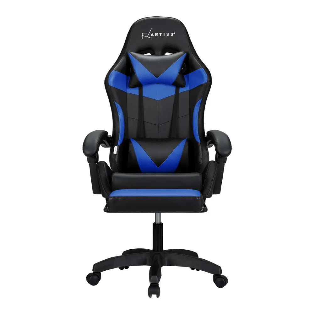 Artiss 6 Point Massage Gaming Office Chair 7 LED Footrest Blue - Image 3