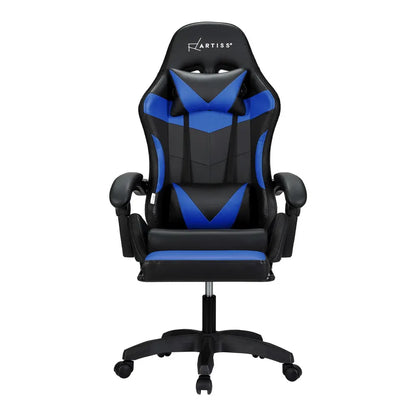 Artiss 6 Point Massage Gaming Office Chair 7 LED Footrest Blue - Image 3