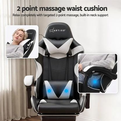 Artiss Ergonomic Gaming Office Chair with 2 Point Message Black - Image 4