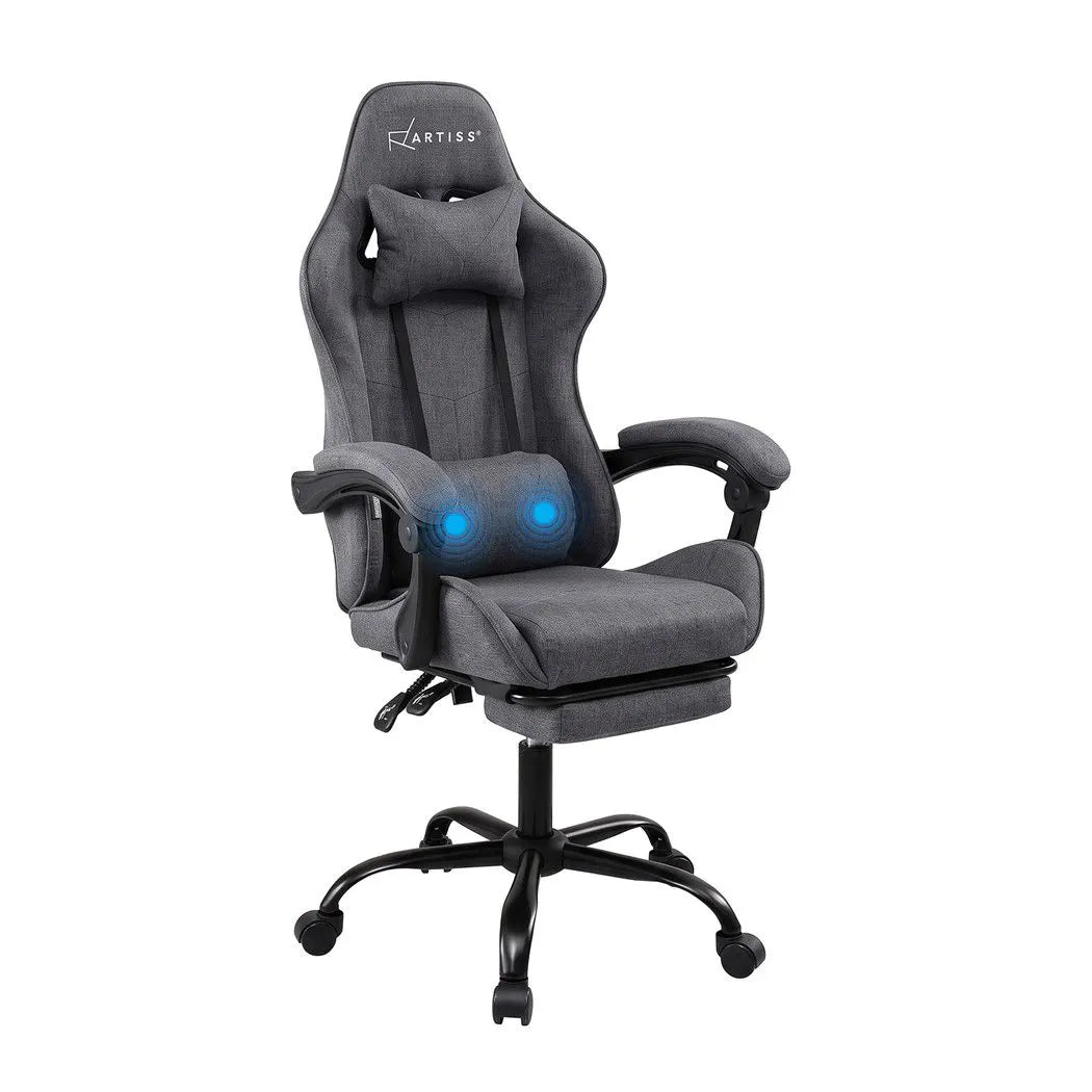 Artiss Gaming Office Chair Fabric Ergonomic with 2 Point Message Grey - Image 2