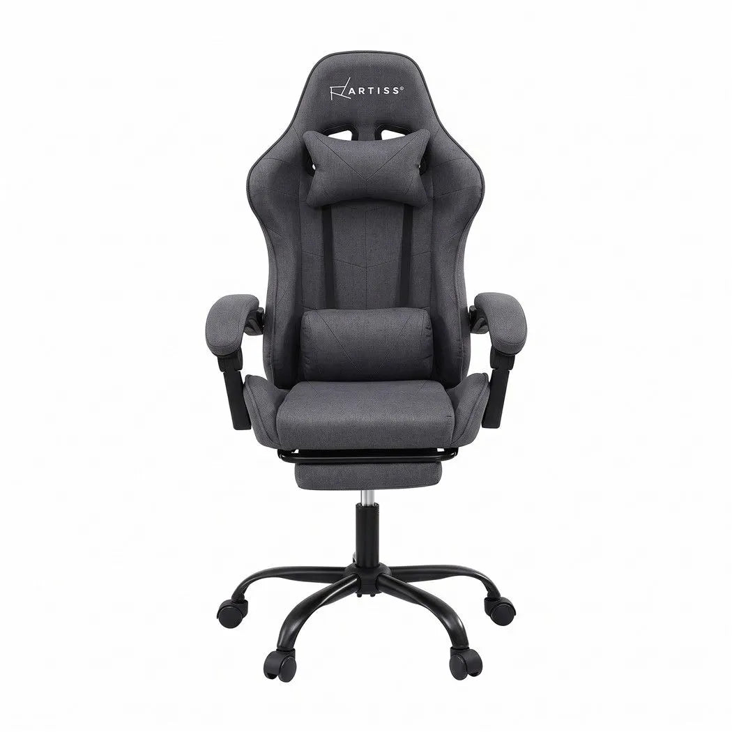 Artiss Gaming Office Chair Fabric Ergonomic with 2 Point Message Grey - Image 4