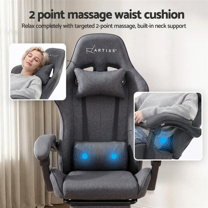 Artiss Gaming Office Chair Fabric Ergonomic with 2 Point Message Grey - Image 5