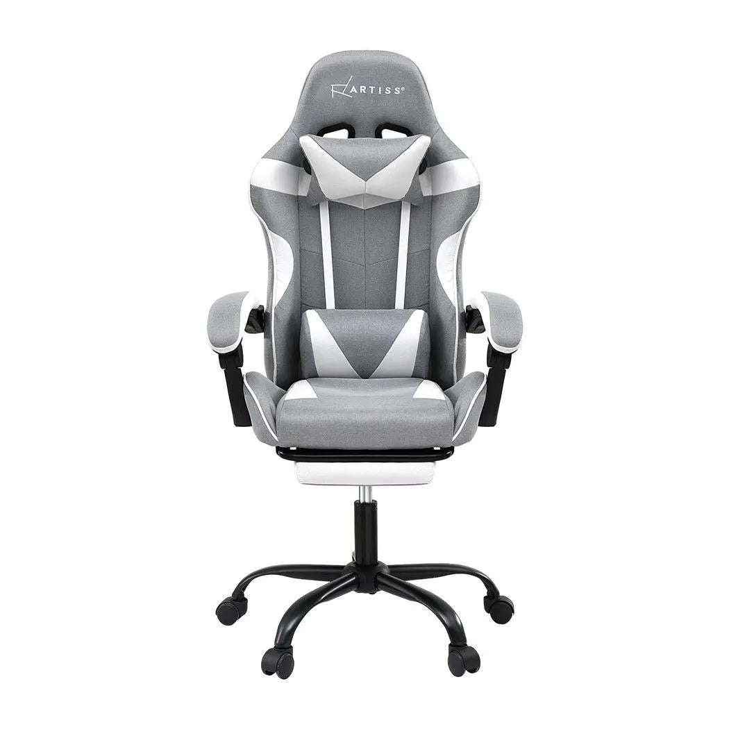 Artiss Gaming Office Chair Fabric Ergonomic with 2 Point Message Light Grey - Image 4