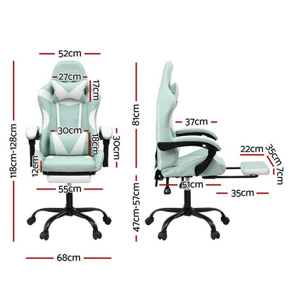 Artiss Ergonomic Gaming Office Chair with 2 Point Message Mint Green - Image 2