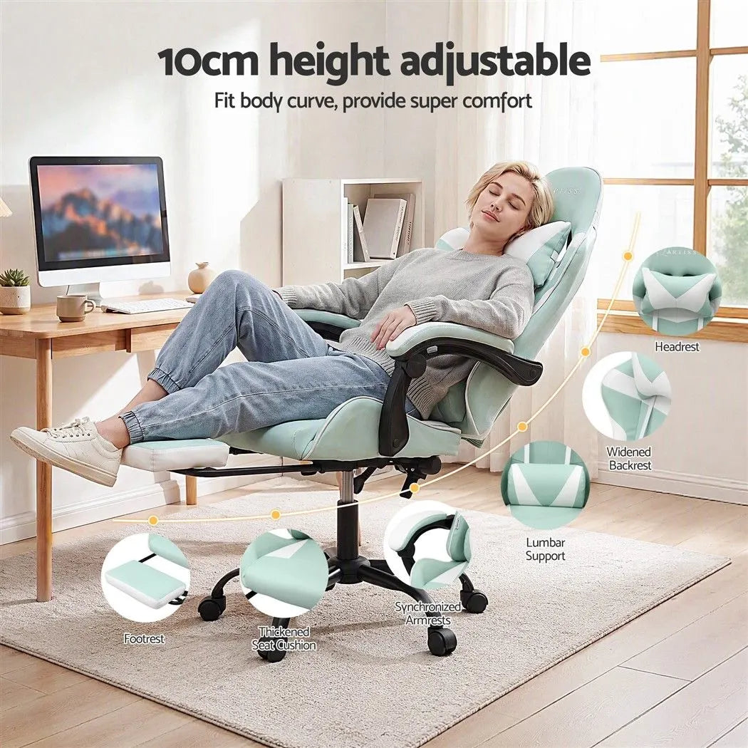 Artiss Ergonomic Gaming Office Chair with 2 Point Message Mint Green - Image 6