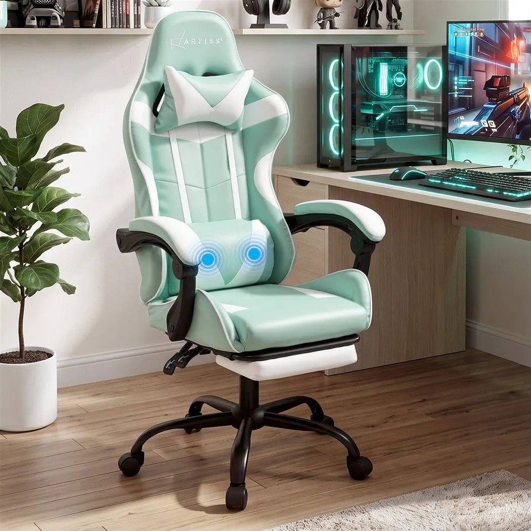 Artiss Ergonomic Gaming Office Chair with 2 Point Message Mint Green - Image 7