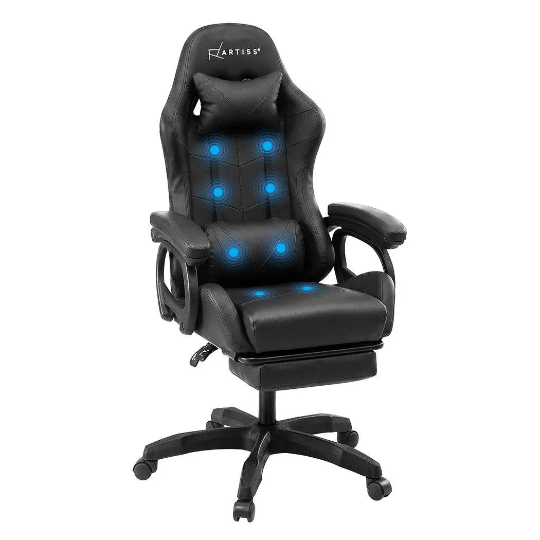 Artiss Gaming Office Chair with 8 Point Message Reline Ergonomic Black - Image 2