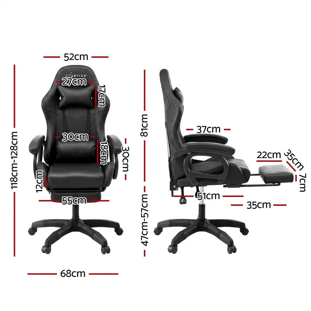 Artiss Gaming Office Chair with 8 Point Message Reline Ergonomic Black - Image 3