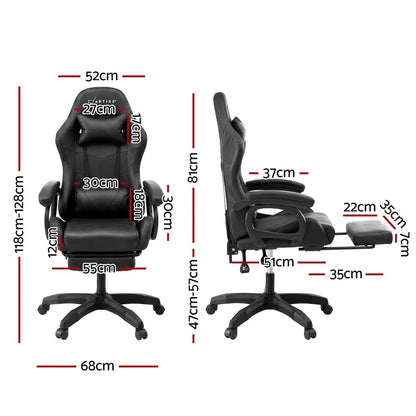 Artiss Gaming Office Chair with 8 Point Message Reline Ergonomic Black - Image 3