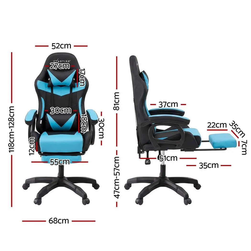 Artiss Gaming Office Chair with 8 Point Message Reline Ergonomic Blue - Image 3