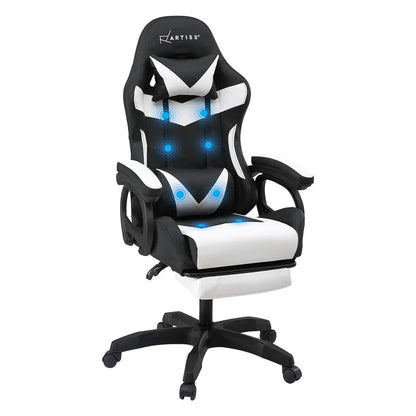 Artiss Gaming Office Chair with 8 Point Message Reline Ergonomic White - Image 2