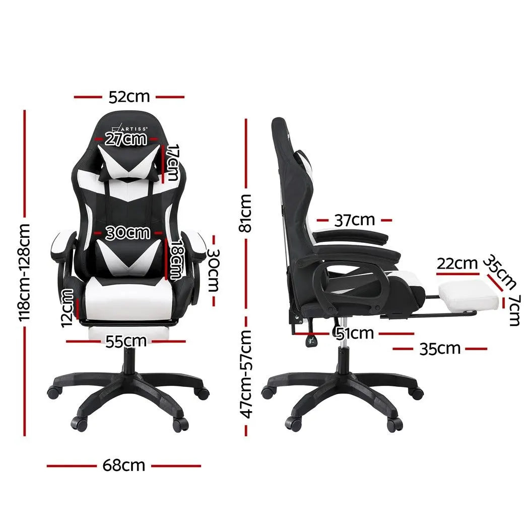 Artiss Gaming Office Chair with 8 Point Message Reline Ergonomic White - Image 3