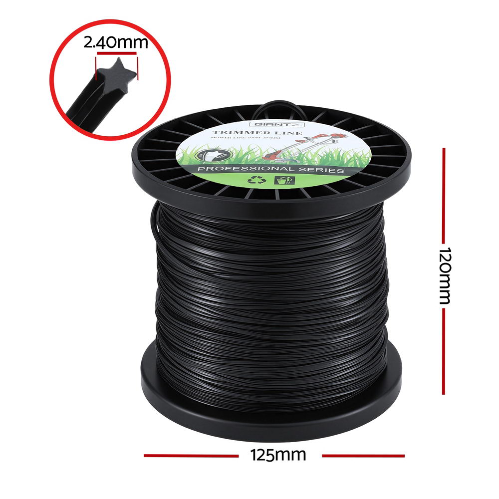 Giantz 100M Whipper Snipper Trimmer Line 2.4mm Star Nylon String Cord Black  - Image 2