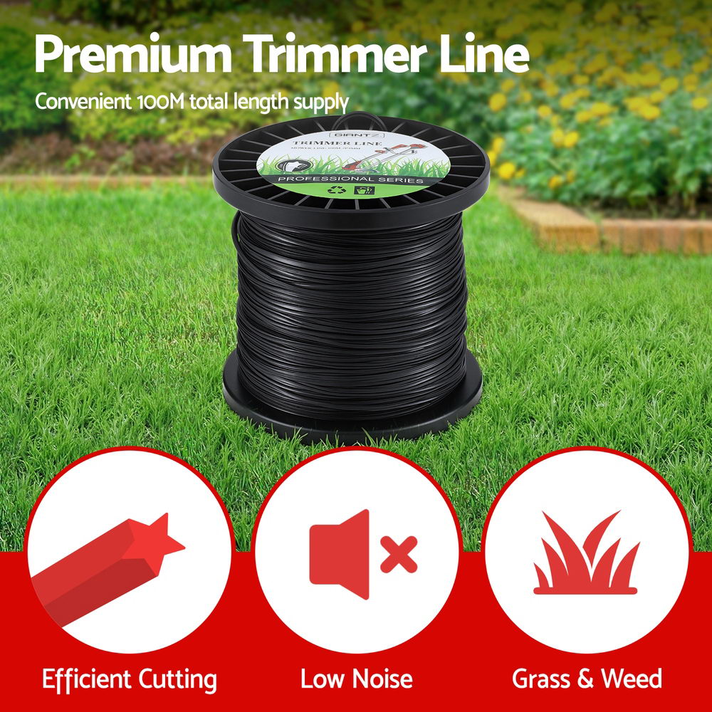 Giantz 100M Whipper Snipper Trimmer Line 2.4mm Star Nylon String Cord Black  - Image 4