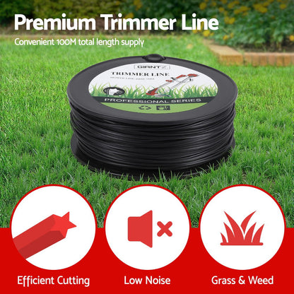 Giantz 100M Whipper Snipper Trimmer Line 3.0mm Star Nylon String Cord Black  - Image 4