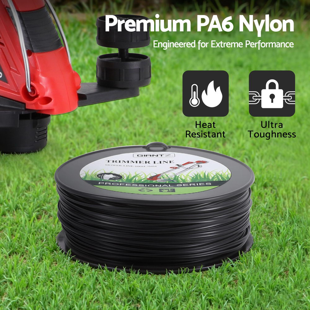 Giantz 100M Whipper Snipper Trimmer Line 3.0mm Star Nylon String Cord Black  - Image 6