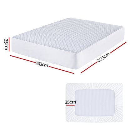 Giselle Cooling Mattress Protector Waterproof Deep Pocket Fitted Cover King - Image 3