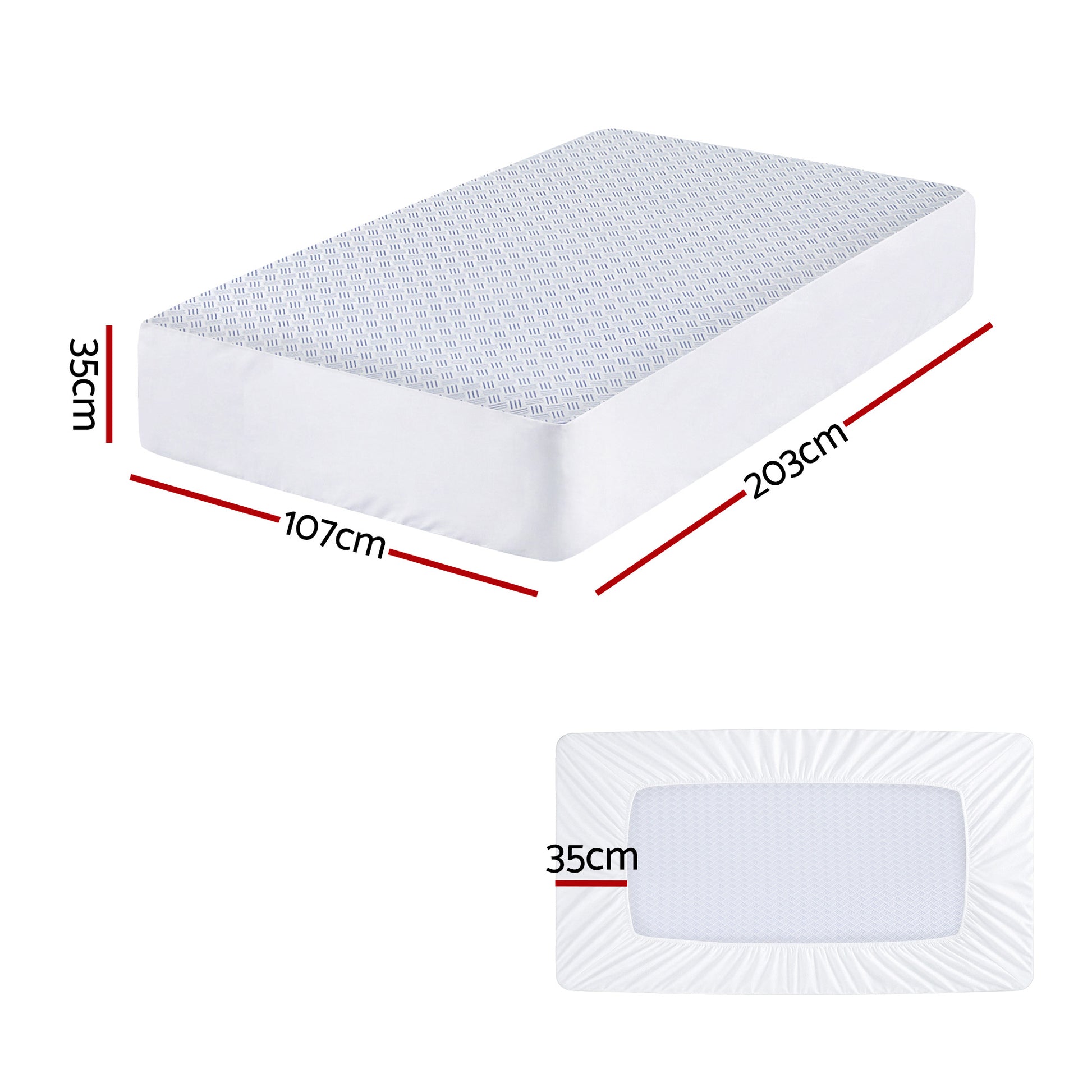 Giselle Cooling Mattress Protector Waterproof Deep Pocket Fitted Cover King Single - Image 3