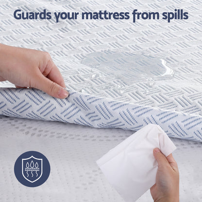 Giselle Cooling Mattress Protector Waterproof Deep Pocket Fitted Cover King Single - Image 6