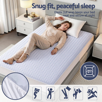 Giselle Cooling Mattress Protector Waterproof Deep Pocket Fitted Cover King Single - Image 7