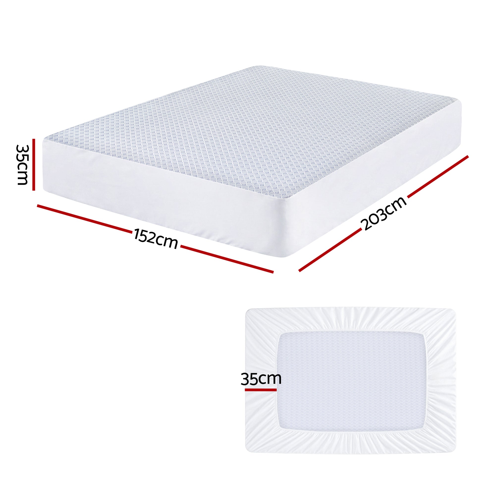 Giselle Cooling Mattress Protector Waterproof Deep Pocket Fitted Cover Queen - Image 3