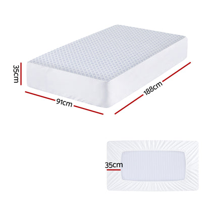 Giselle Cooling Mattress Protector Waterproof Deep Pocket Fitted Cover Single - Image 3
