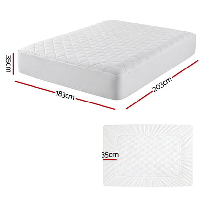 Giselle Waterproof Mattress Protector 100% Cotton Quilted Fitted Cover King - Image 3