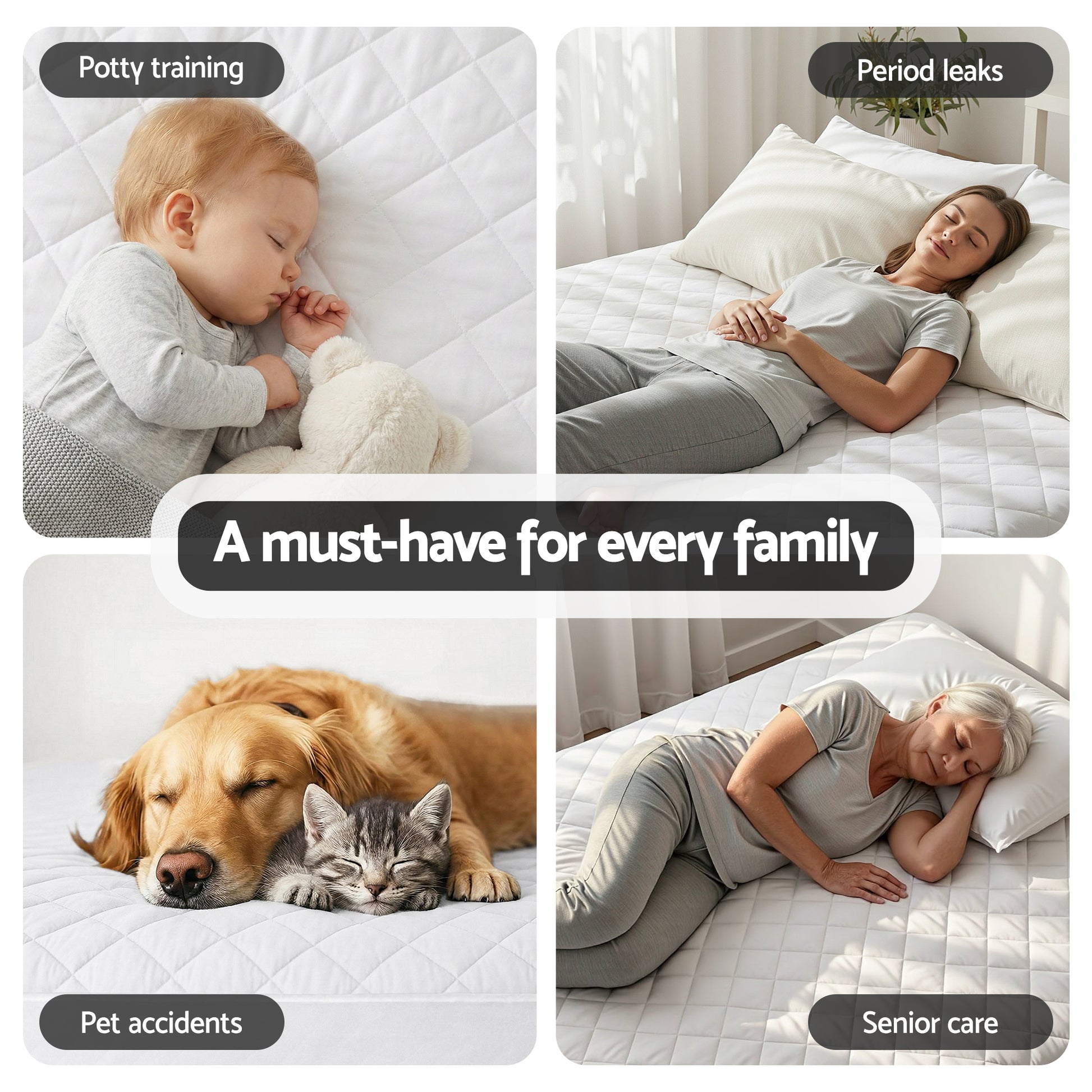 Giselle Waterproof Mattress Protector 100% Cotton Quilted Fitted Cover King Single - Image 9
